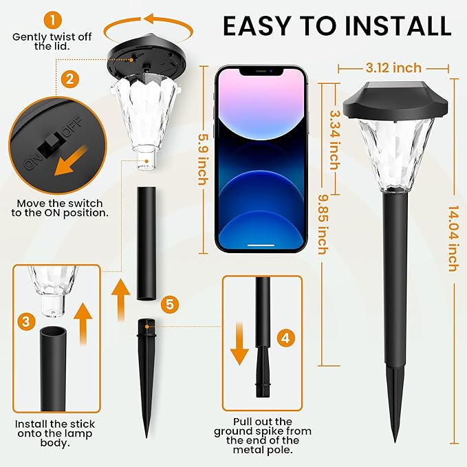 GIGALUMI 16 Pack Solar Lights Outdoor Waterproof,New Upgraded for Outside,Solar Outdoor Lights for Garden,Patio,Lawn,Yard and Landscape(Warm White)