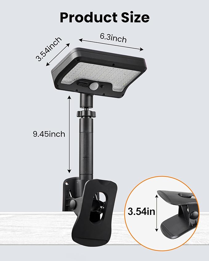 Clip On Solar Lights Outdoor, Motion Sensor Outdoor Lights, 92 LEDs 600LM Solar Fence Lights Outdoor Waterproof LED,Solar Lights for Fence, Deck, Gutter,Camping (4, Black-3000K/4000K/6000K)