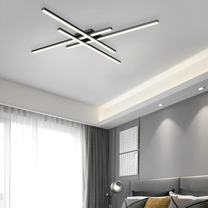 Modern Light Fixture, Modern LED Ceiling Lights, Ceiling Light Fixture for Hallway, Entrance, Cafe,Living Room, Bedroom, Corridor, Porch, Passage Light Fixtures (Black (4-Lights))