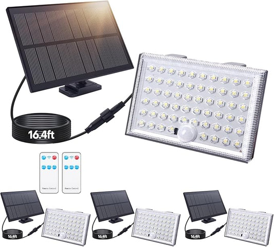 Solar Outdoor Lights, Remote Control Solar Motion Sensor Lights with 3 Modes, Waterproof Dusk to Dawn Powered Security Spot Lights for Outside Patio, Yard (Garage-4pack)