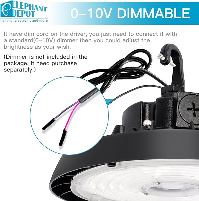 UFO Led High Bay Light, 150/200/240W, Up to 33600LM, 2CCT 4000K/5000K, 0-10V Dimmable High Bay Led Shop Lights for Barn Gym Factory Warehouse,6' Cable Selectable, UL & DLC Listed