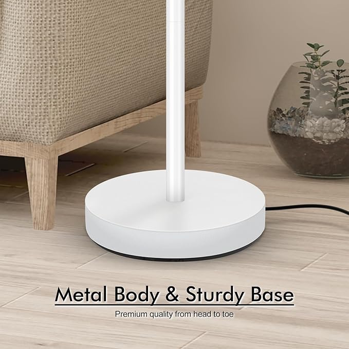 30W Torchiere Floor Lamp - 3600LM Super Bright LED Floor Lamp, 71 Inch Stepless Dimmable Standing Lamp with 3000K Lighting, Rotary Switch, Tall Metal Torch Floor lamps for Living Room/Bedroom (White) - Aura Lighting