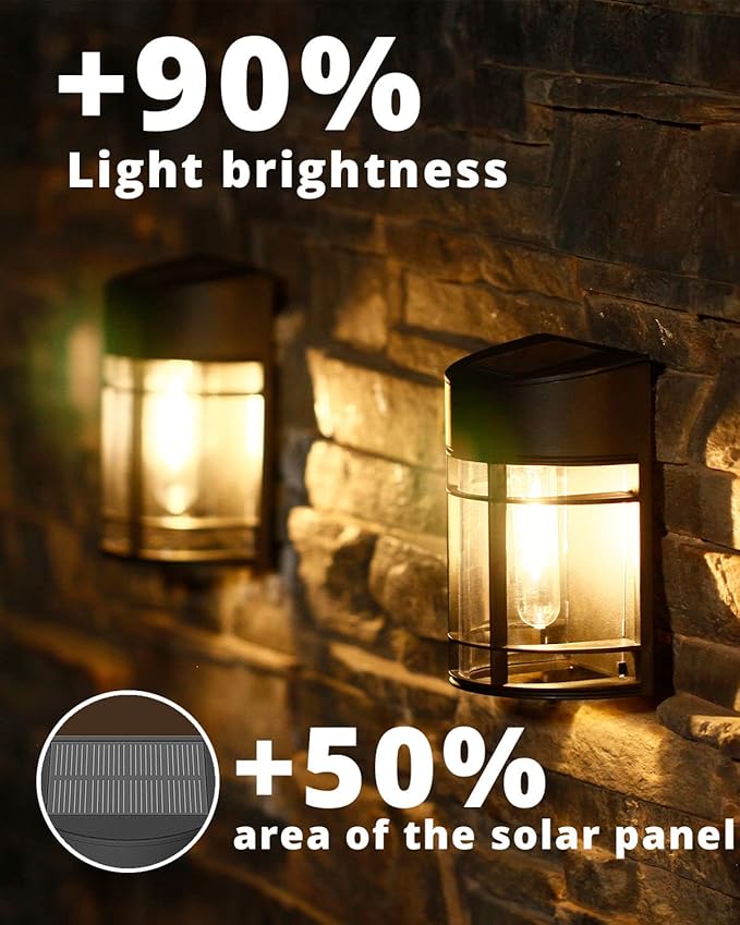 Solar Fence Lights, Upgrade Solar Deck Lights, Waterproof Solar Outdoor Lights for Wall Yard Post,Steps, Easy-to-Install