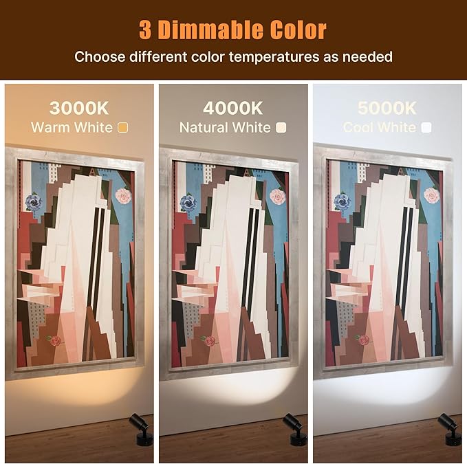 2 Pack LED Spotlights Indoor, 5W Plants Uplighting with Remote Control Dimmable & Timer, Uplights Indoor Floor Spot Lights for Picture, Artwork, Accent Stick on Wall Light with 5.9 FT Plug Cord
