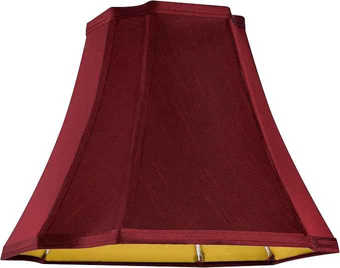 GO&SO Medium Burgundy Red Lampshade Square Cut Corner Lamp Shade for Floor and Table Lamps, 6.5x13.2x10.6", Burgundy, Natural Faux Silk Octagonal & Bell Lampshade,Easy Assembly Required