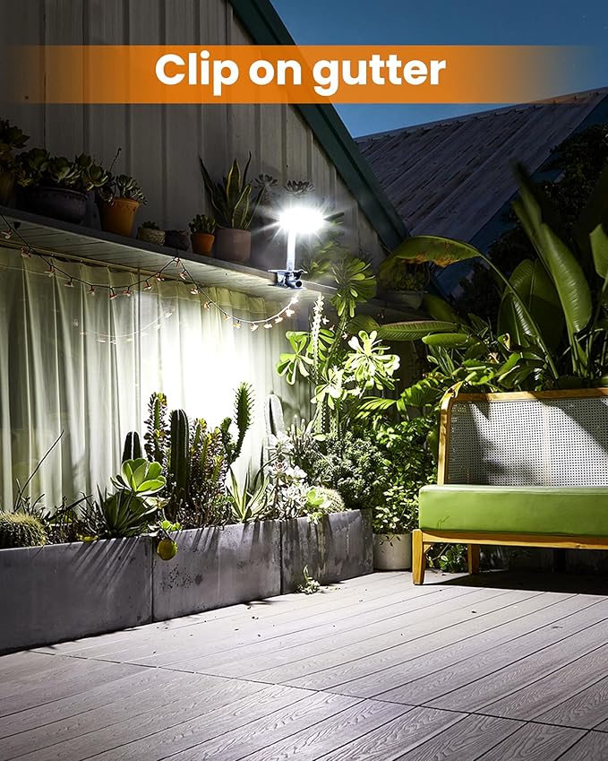 Clip On Solar Lights Outdoor, Motion Sensor Outdoor Lights, 92 LEDs 600LM Solar Fence Lights Outdoor Waterproof LED,Solar Lights for Fence, Deck, Gutter,Camping (4, Black-6000K)