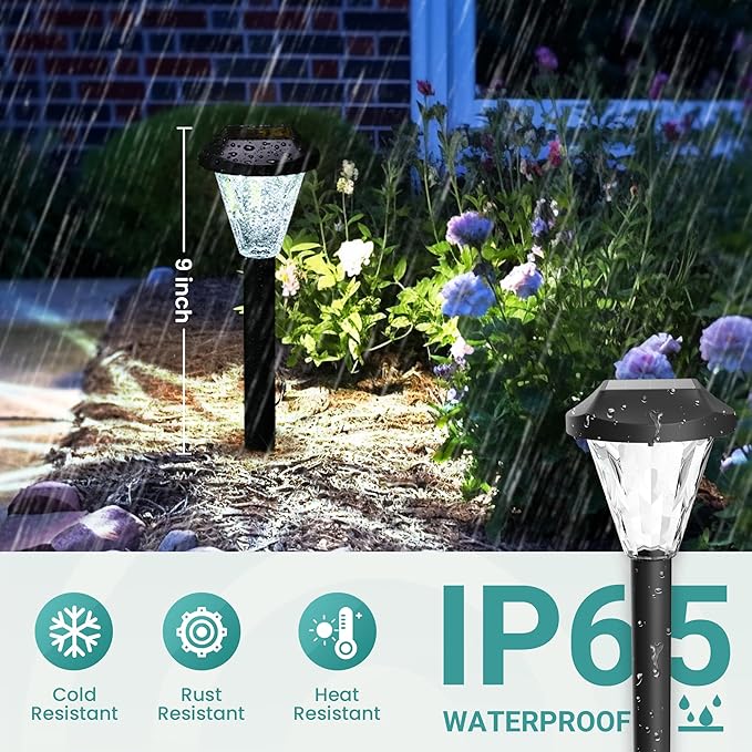 GIGALUMI 12 Pack Solar Lights Outdoor Waterproof,New Upgraded Light for Outside,Solar Garden Lights,Pathway Outdoor Light for Patio,Lawn,Yard and Landscape