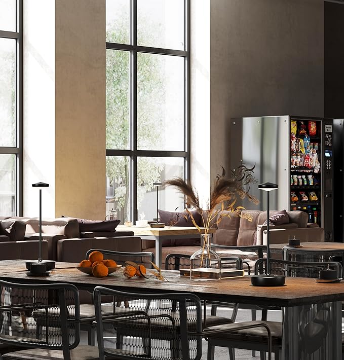 1 Pack Cordless Table Lamp Rechargeable - LED Battery Table Light with 3 Color Temperatures, Stepless Dimming, Waterproof Aluminum for Indoor Outdoor, Patio, Restaurant, Dinner (Black)