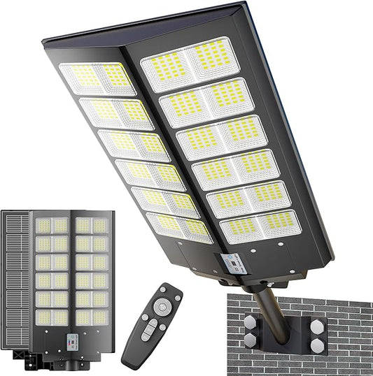 9000W Solar Street Light，Solar Street Lights Outdoor 120000LM, Commercial Parking Lot Light 7000K,Flood Outdoor Lights IP66 Waterproof with Motion Sensor, 3-Year Warranty