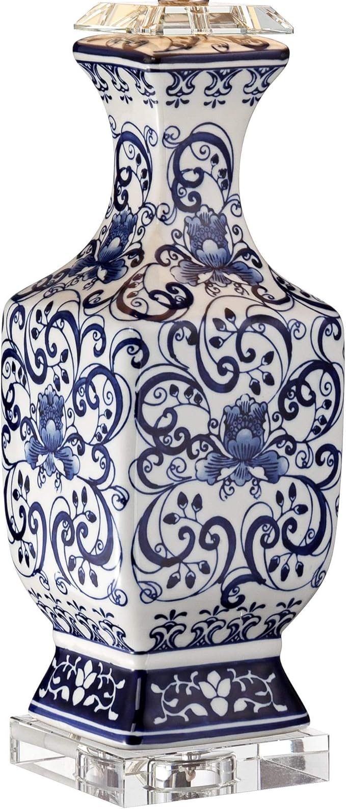 Barnes and Ivy Iris Asian Chinese Jar Style Table Lamps 28" Tall Set of 2 Blue Porcelain Crystal Geneva White Fabric Drum Shade Decor for Living Room Bedroom House Bedside Nightstand Home