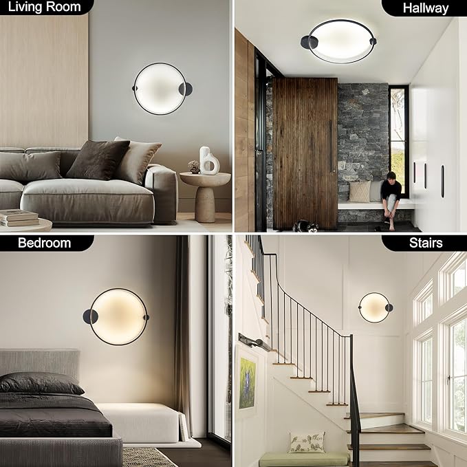 Modern LED Ceiling Light, Flush Mount Ceiling Light Fixture Black Dimmable LED Ceiling Lamps,Black Flush Mount Ceiling Light for Kitchen Island, Dining Room, Bedroom