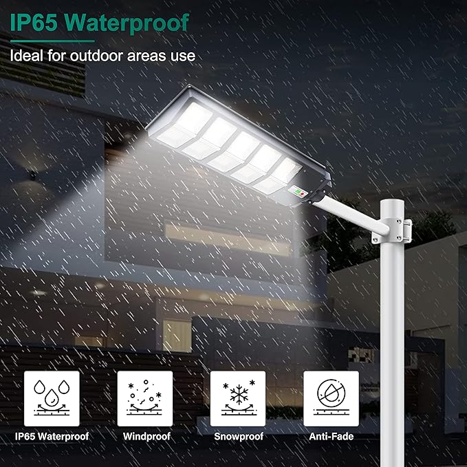 500W Solar Street Lights Outdoor, 360 LED 6000K LED Flood Outdoor Solar Powered with Motion Sensor and Dusk to Dawn,IP65 Waterproof for Parking Lot, Yard, Garden,Patio, Driveway