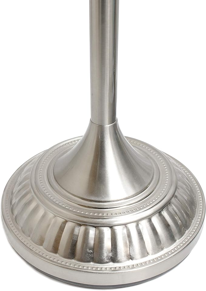 Elegant Designs LF2001-BSN 1 Light Torchiere Marbleized White Glass Shade Floor Lamp, Brushed Nickel