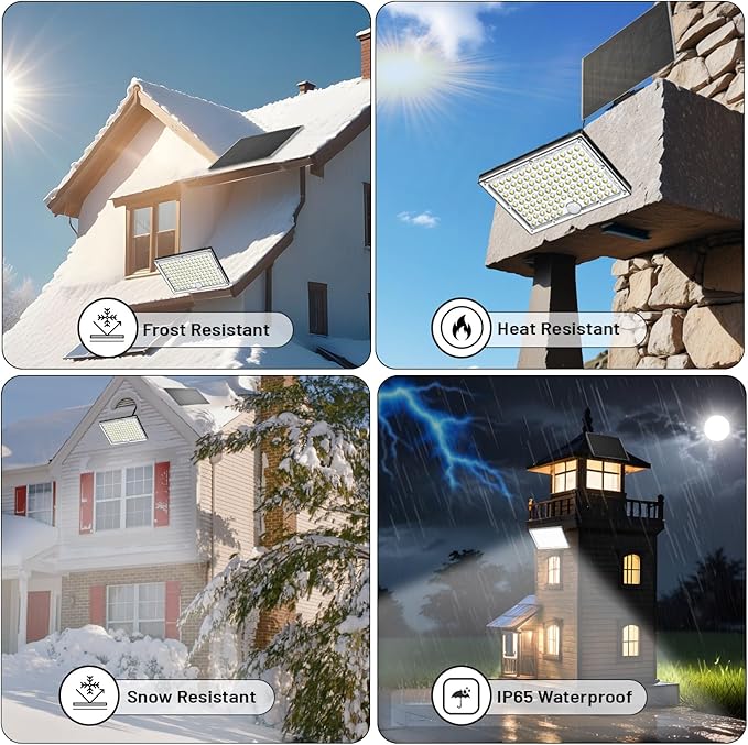 Outdoor Solar Lights,113 Powerful LED Lenses with 9000k Cool White Light, Solar Security Lights Indoor 5 Meters Long Wire, Works Upto 24 HR on Mode 3, Comes with 2 Year Warranty. - Aura Lighting