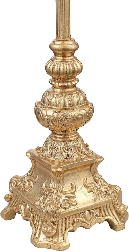 Regency Hill Juliette Traditional French Country Buffet Table Lamps 36.5" Tall Skinny Set of 2 Glam Luxury Style Gold Candlestick Black Fabric Bell Shade for Living Room House Home Entryway