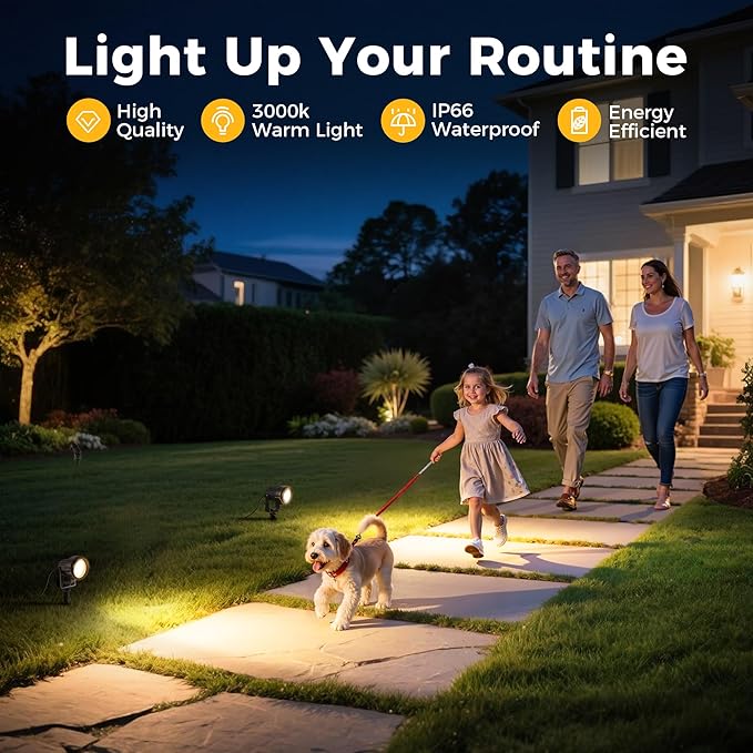 L LOHAS LED 5W Plug in Spotlight Outdoor, 3000K Warm White Landscape Lighting, IP66 Waterproof Spot Lights for Yard, Garden, House, Pathway, Plant, UL Listed (1 Pack) - Aura Lighting