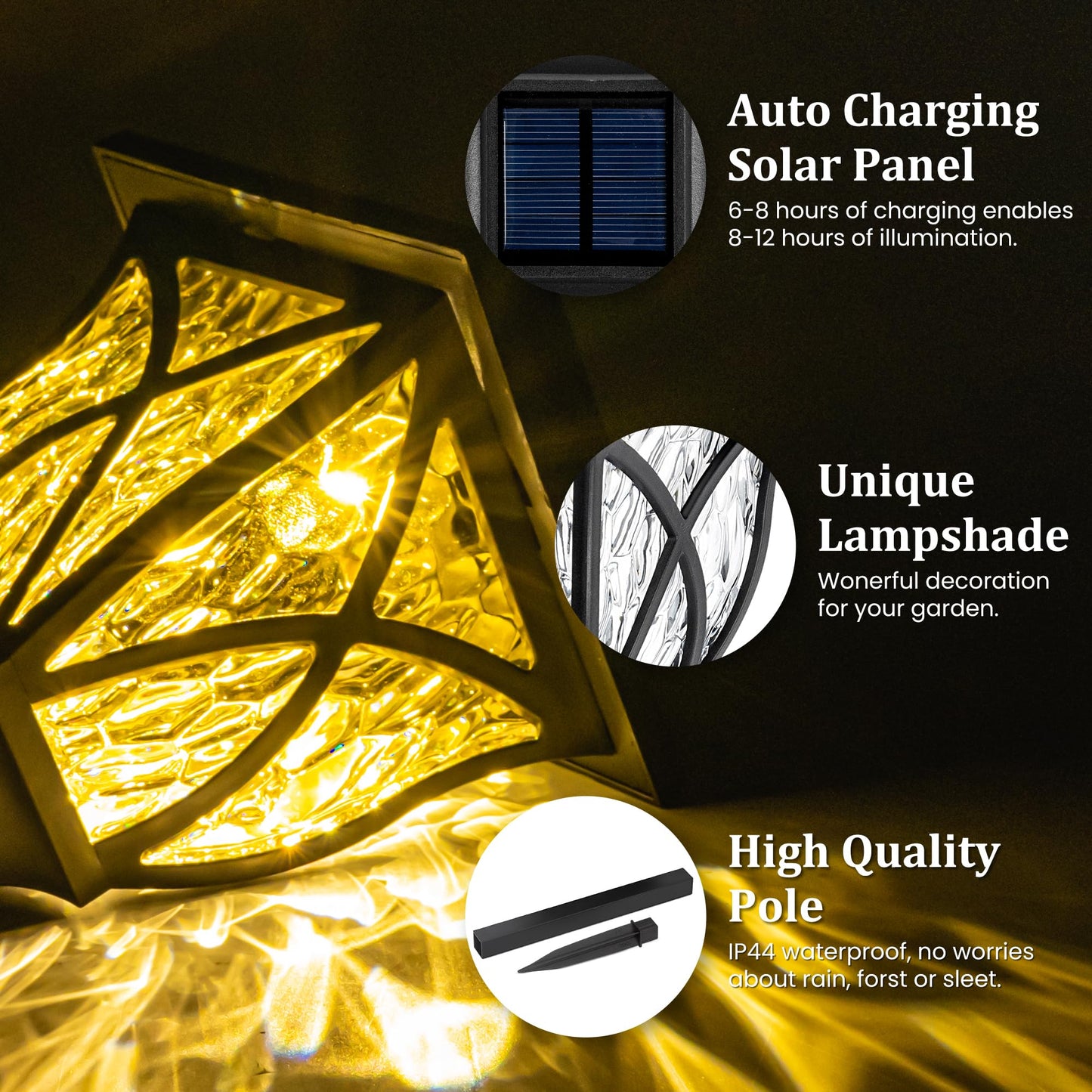 8 Pack Solar Lights Outdoor Waterproof (8 Count)