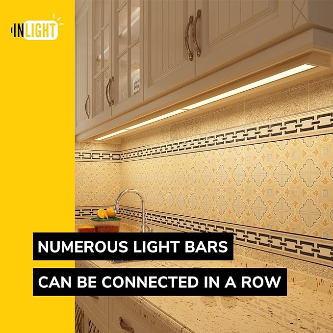 GETINLIGHT 40-inch Swivel LED Under Cabinet Lights, Glass Lens, Selectable White 2700K/4000K/5000K, Dimmable with Wall Dimmers, White Finish, IN-0202-5-WH