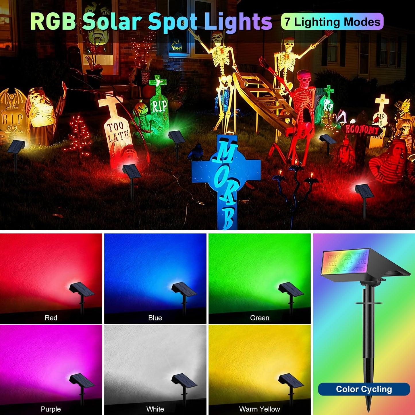 Solar Color Changing RGB Spot Lights Outdoor (2 Count)
