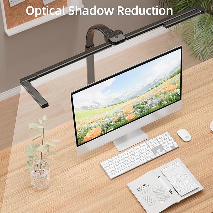 Office Home Desk Lamp,24W Super Bright Eye-Care Desk Lamp,Adjustable Gooseneck Office LED Task Light with Soft Non-Glare Lighting,Suitable for Studying,Reading (Black) - Aura Lighting