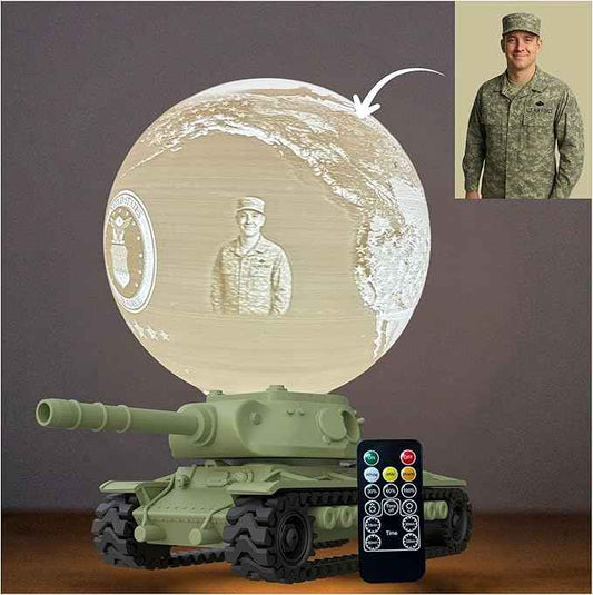 Personalized Air Force Custom Moon Lamp – Custom Military Moon Light with Photo & Text | USAF Veteran Gift for Airmen & Military Families | 3D Printed Night Light with U S Air Force Logo