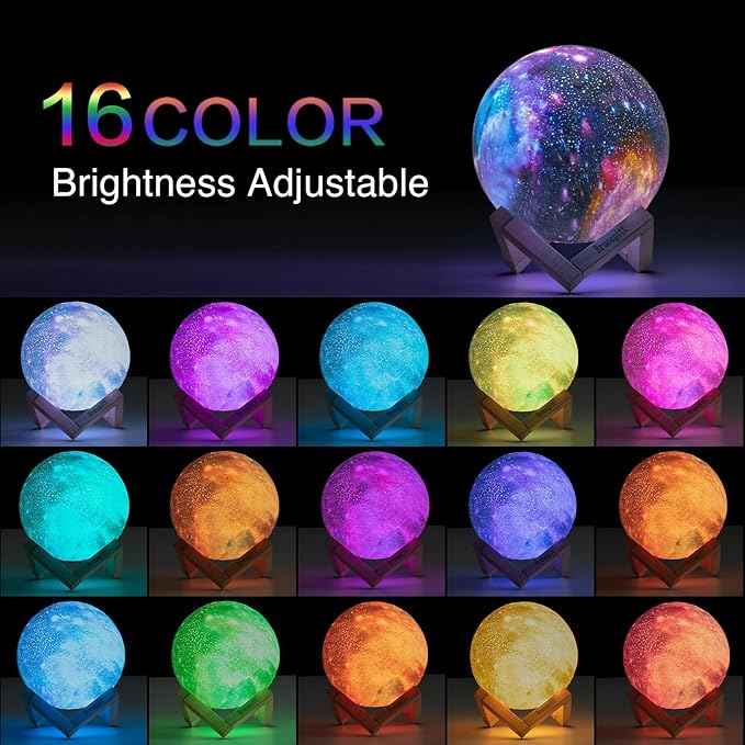 Moon Lamp Galaxy Lamp Upgraded Timing 4.7 Inch 16 Colors 3D Moonlight Galaxy Light,Moon Night Light for Adults,Kids Lamp Moon Gifts for Women Girls Boys Bedroom
