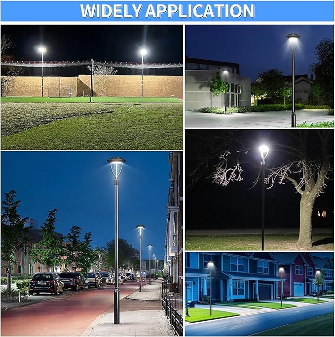ADUB 150W 120W 90W LED Post Light 21,000 LM, DLC ETL Listed LED Post Light with Photocell 5000K, IP65 Lamp Post Light Outdoor Pole Fixture, Commercial Street Area Lighting for Parking lot Garden Yard