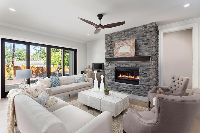 Big Ass Fans – Haiku L, Smart Ceiling Fan – Energy Efficient Cooling for Home, Bedroom, Office, Living Space, and More – 16 Lighting Settings with 7 Speed Settings – 52” - Cocoa/Black - Aura Lighting