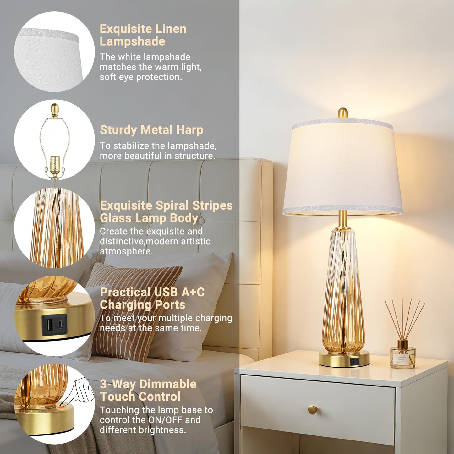 Glass Table Lamps Set of 2 (2 Count)