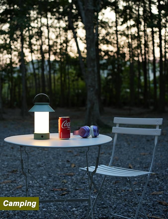 Rechargeable Outdoor Lantern Waterproof, Dimmable Warm White & Flickering Flame Mood Light, Portable Cordless Table Lamp for Patio/Camping/Shower/Emergency Power Outage (White)