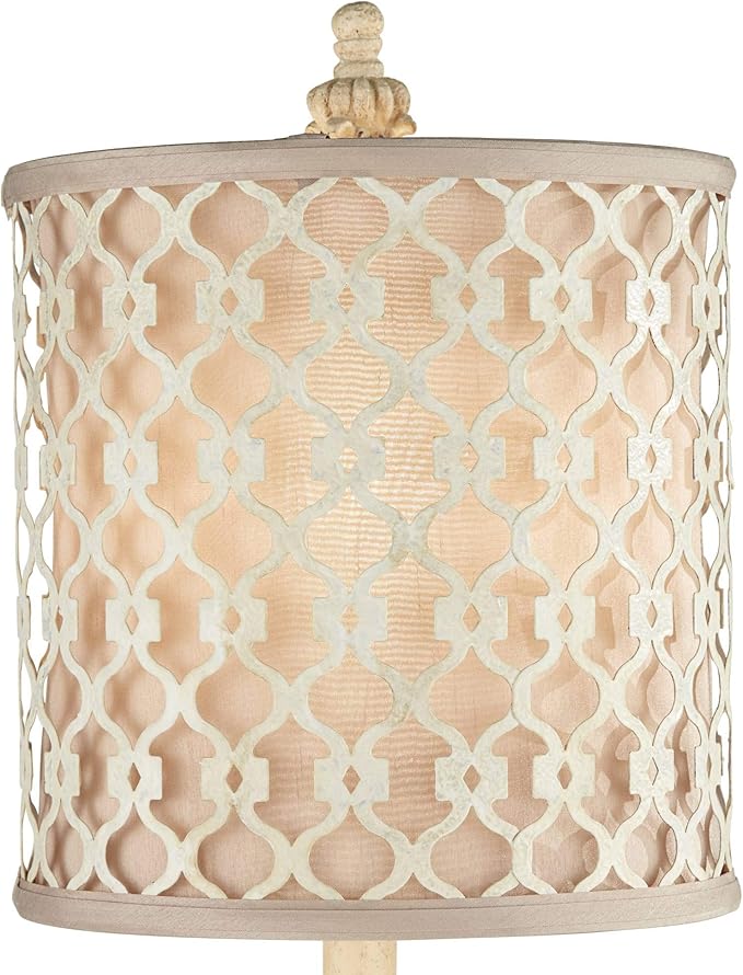 Regency Hill French Candlestick 34" Tall Scroll Skinny Buffet Traditional End Table Lamps Set of 2 Ivory White Living Room Bedroom Bedside Nightstand House Office Home Off-White Shade