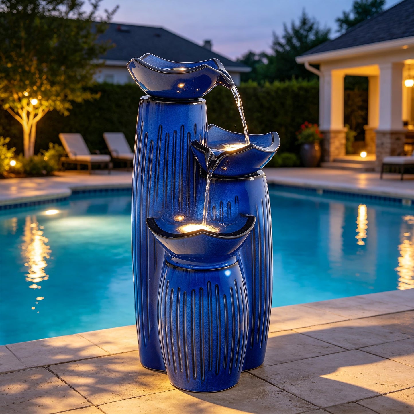Autodaya 30" H Modern Ceramic Outdoor Water Fountain