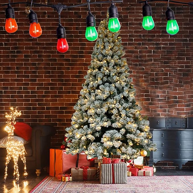 15 Pack S14 Colored LED Bulbs Green and Red Christmas LED Replacement Bulb 1W Outdoor String Light Bulb Plastic Shatterproof Edison Bulb E26 Red Decorative Light for Christmas Patio Home Decor