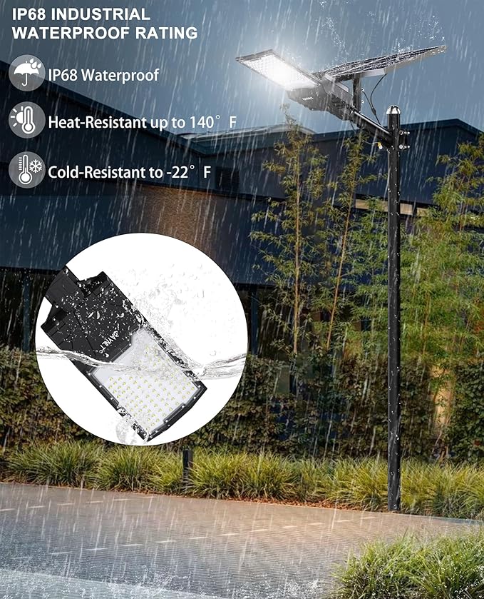 JAYNLT X-13000W Solar Street Lights Outdoor,6500K Ultra-Large Parking Lot Lights Commercial Dusk to Dawn,IP67 Industrial Grade Waterproof Solar Power Flood Security Lamps for Farm,Backyard