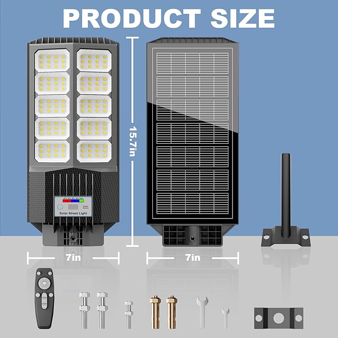 New 6500W Solar Street Lights Outdoor Waterproof - Commercial Outdoor Solar Light, 200pcs High Brightness LEDs, Solar Parking Lot Lights Dusk to Dawn for Yard Garden with Motion Sensor - 2 Pack