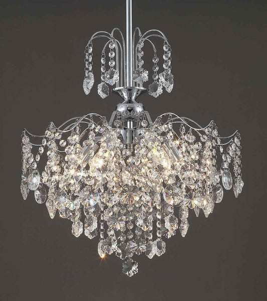Q&S Modern Crystal Chandelier Chrome Pendant Light 6 Lights for Dining Room Kitchen Island Entryway Bathroom Hallway UL Listed