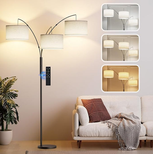 SIBRILLE 27W Floor Lamps for Living Room - Super Bright Dimmable Tree Floor Lamp, Modern Standing Lamp with Remote Control & Knob Switch, 3 Lights Tall Lamp for Living Room Corner, Bedroom, Office