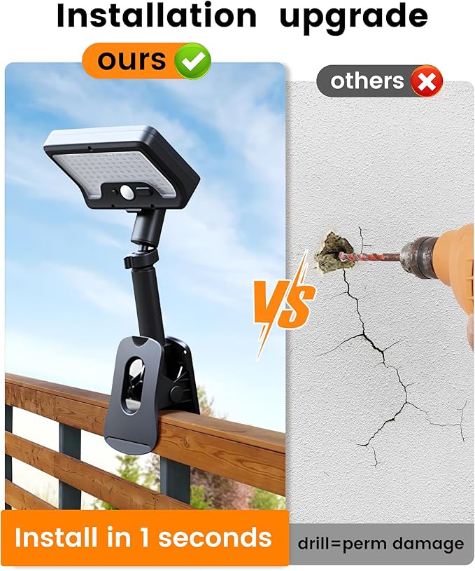 Clip On Solar Lights Outdoor, Motion Sensor Outdoor Lights, 92 LEDs 600LM Solar Fence Lights Outdoor Waterproof LED,Solar Lights for Fence, Deck, Gutter,Camping (2, Black-6000K)