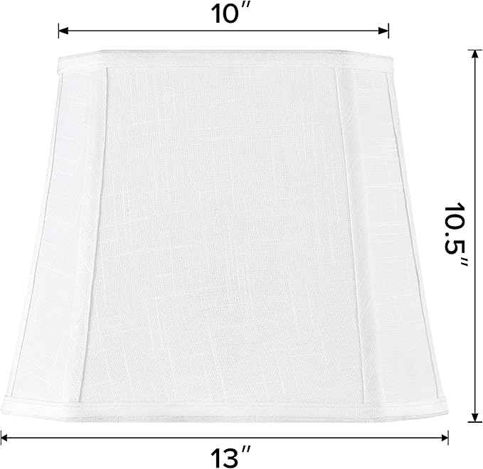 GO&SO 2 Pack White Linen Lamp Shades Square Cut Corners, 10"Top × 13" Bottom × 10.5" High(Spider) Medium Lampshade Replacement for Table Lamp & Floor Lamps Modern,Transitional Style, Easy Assembly