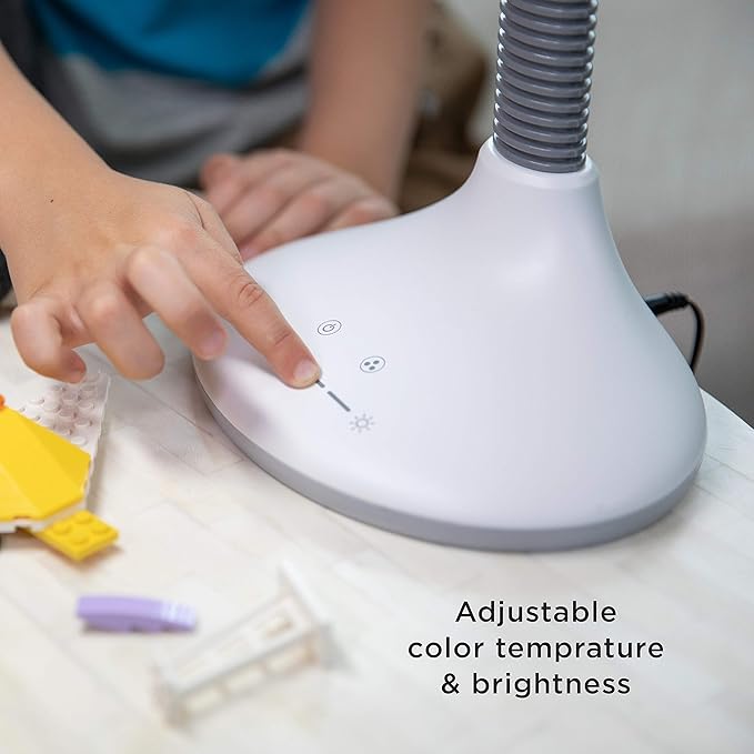 Verilux SmartLight Full Spectrum LED Desk Lamp with Adjustable Brightness, Flexible Gooseneck and Integrated USB Charging Port - Reduces Eye Strain and Fatigue - Ideal for Readers, Artists, Crafters - Aura Lighting