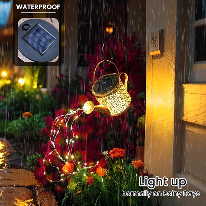 X-PREK Solar Garden Lights Outdoor Lanterns Decoration, Metal Solar Watering Can Lights Outdoor Waterproof, Small Patio Light Yard Lawn Pathway Decor Lamps, Gardening Gifts for Women Mom Grandma