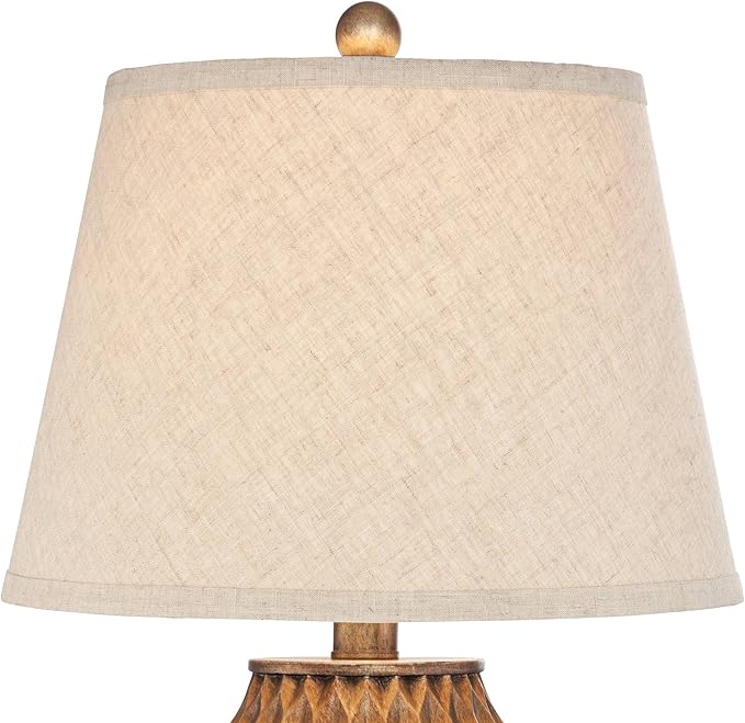360 Lighting Buckhead Modern Accent Table Lamp with USB Charging Port 22" High Warm Bronze Tapered Drum Shade Decor for Living Room Desk Bedroom House Bedside Nightstand Home Office Family
