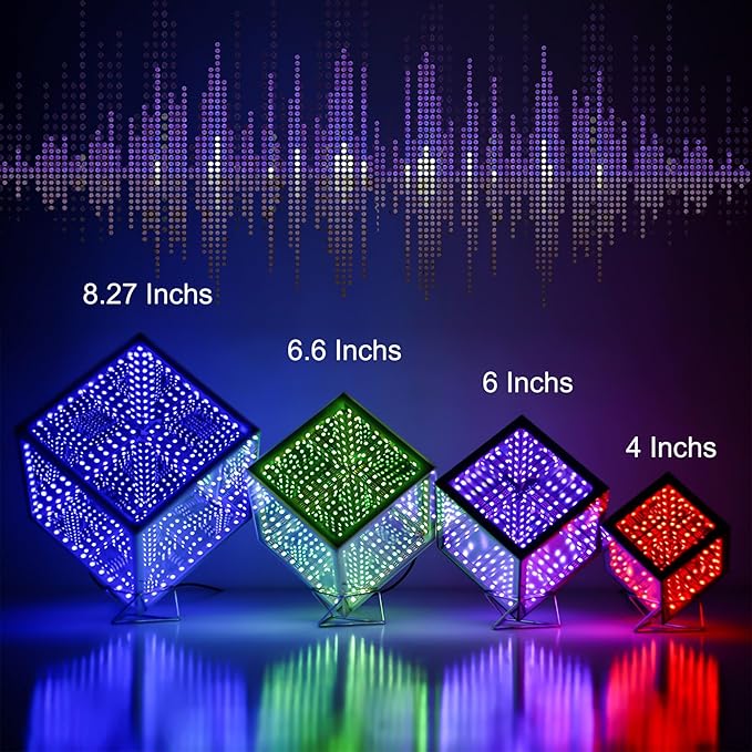 Infinity Hyper Cube LED Light LED Controller with Stand, Controller & Sound & App Reactive Table Lamp - Cool & Creative Multicolor Decorative Mirror Art Desk Night Light (8.2 Inches)