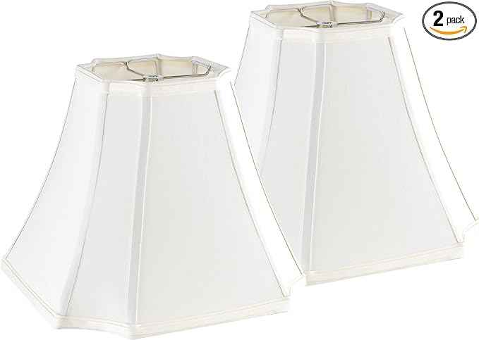 GO&SO Square Octagonal Lamp Shades for Table Lamps and Floor Lamps Replacement, 6.5x13.2x10.6", Cream-Yellow Lampshade for Bedroom Lamps Living Room.Handcrafted, Easy Assembly Required (Set of 2)