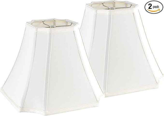 GO&SO Square Octagonal Lamp Shades for Table Lamps and Floor Lamps Replacement, 6.5x13.2x10.6", Cream-Yellow Lampshade for Bedroom Lamps Living Room.Handcrafted, Easy Assembly Required (Set of 2)