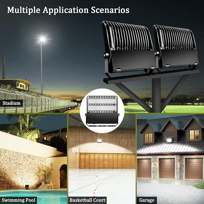 240W LED Stadium Flood Lights Outdoor 36000LM Super Bright Yoke Wall Mount Parking Lot floodlights 5000K 100V-277V Commercial IP65 Waterproof 240 Watt Shoebox Barn Lamp for Arena Court
