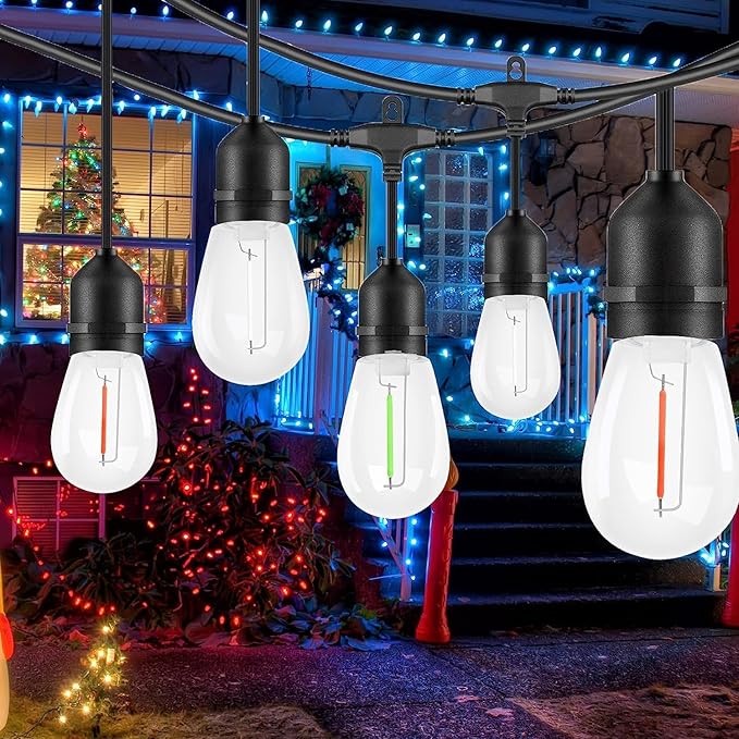 Sxminer 15 Pack S14 LED Bulbs Blue Christmas Replacement Bulb S14 String Light Bulbs Edison Bulb E26 Base Plastic Shatterproof Waterproof LED Decorative Bulbs for Indoor Outdoor Home Patio Decor(Blue)