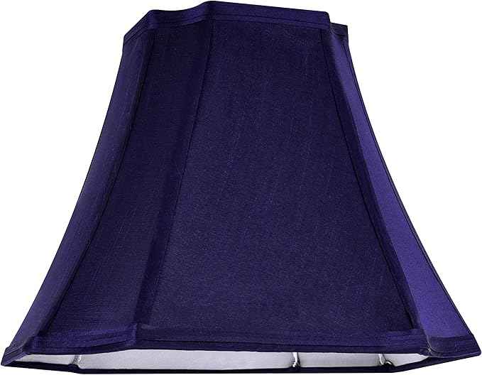 GO&SO Medium Blue Lampshades Square Cut Corner Lamp Shades for Floor and Table Lamps, 6.5x13.2x10.6", Blue, Natural Faux Silk Lampshade Bell Replacement, Handcrafted, Easy Assembly Required (Set of 2)