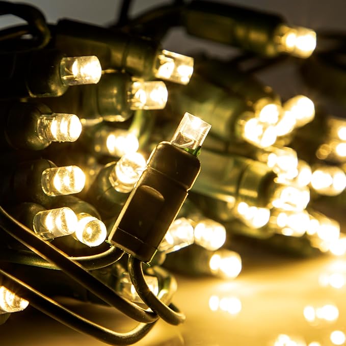 Pro Christmas LED Christmas Lights – 100 Count Wide Angle Conical String Lights – Professional Grade Indoor/Outdoor Commercial Holiday Light Set for Trees, Bushes, & Décor – 2800K Warm White