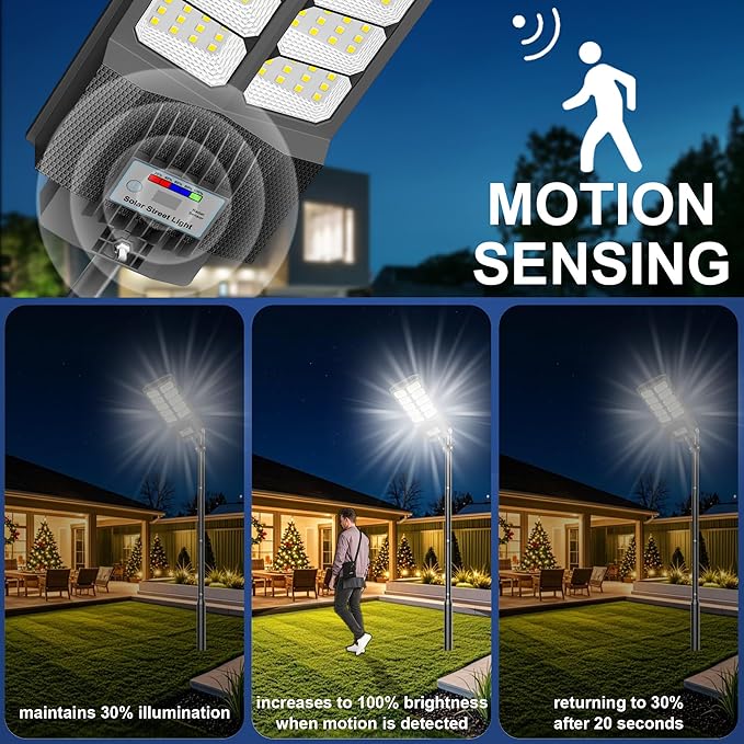 New 6500W Solar Street Lights Outdoor Waterproof - Commercial Outdoor Solar Light, 200pcs High Brightness LEDs, Solar Parking Lot Lights Dusk to Dawn for Yard Garden with Motion Sensor - 2 Pack